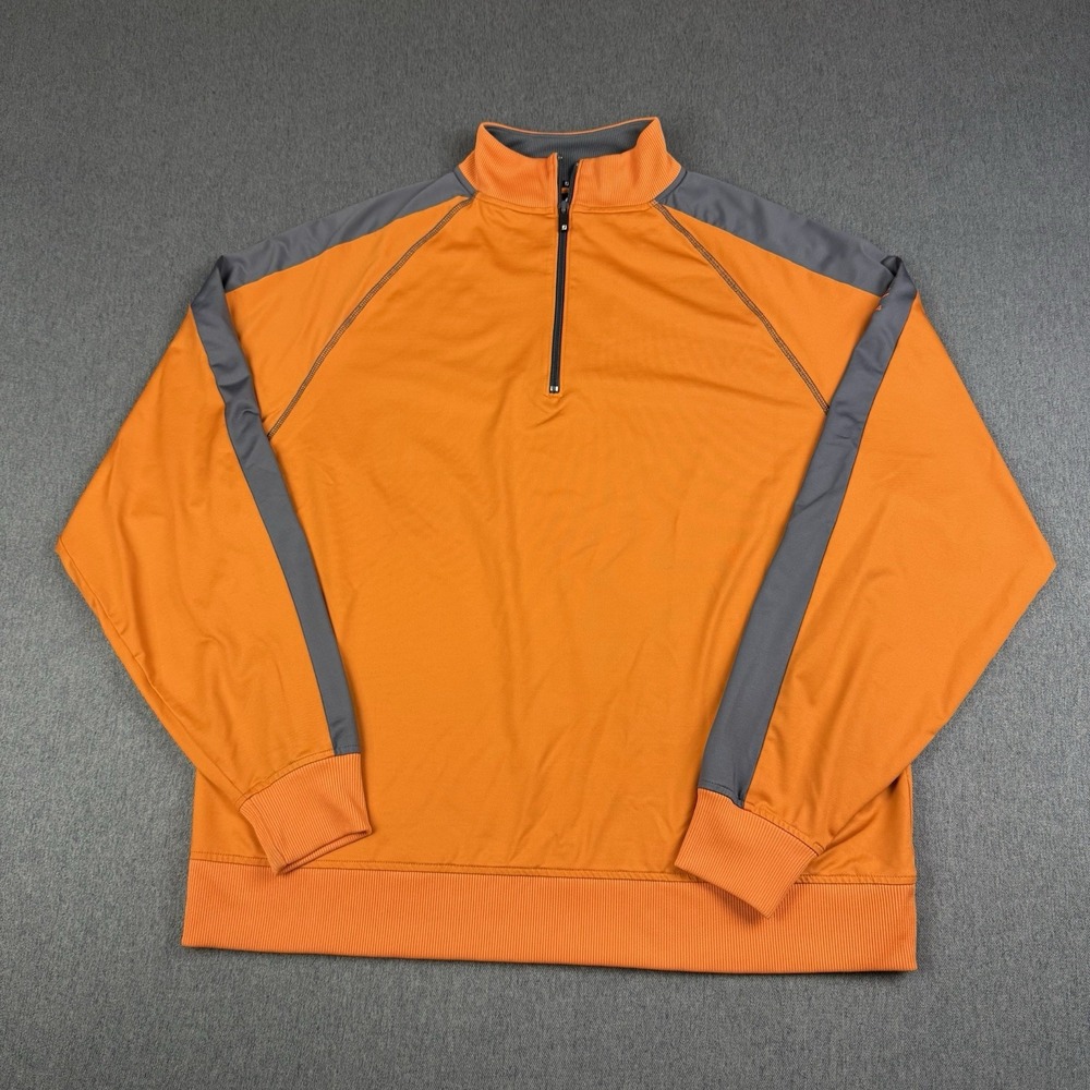 FootJoy FJ Mens Large Orange Grey Quarter Zip Golf Long Sleeve Shirt Stratford